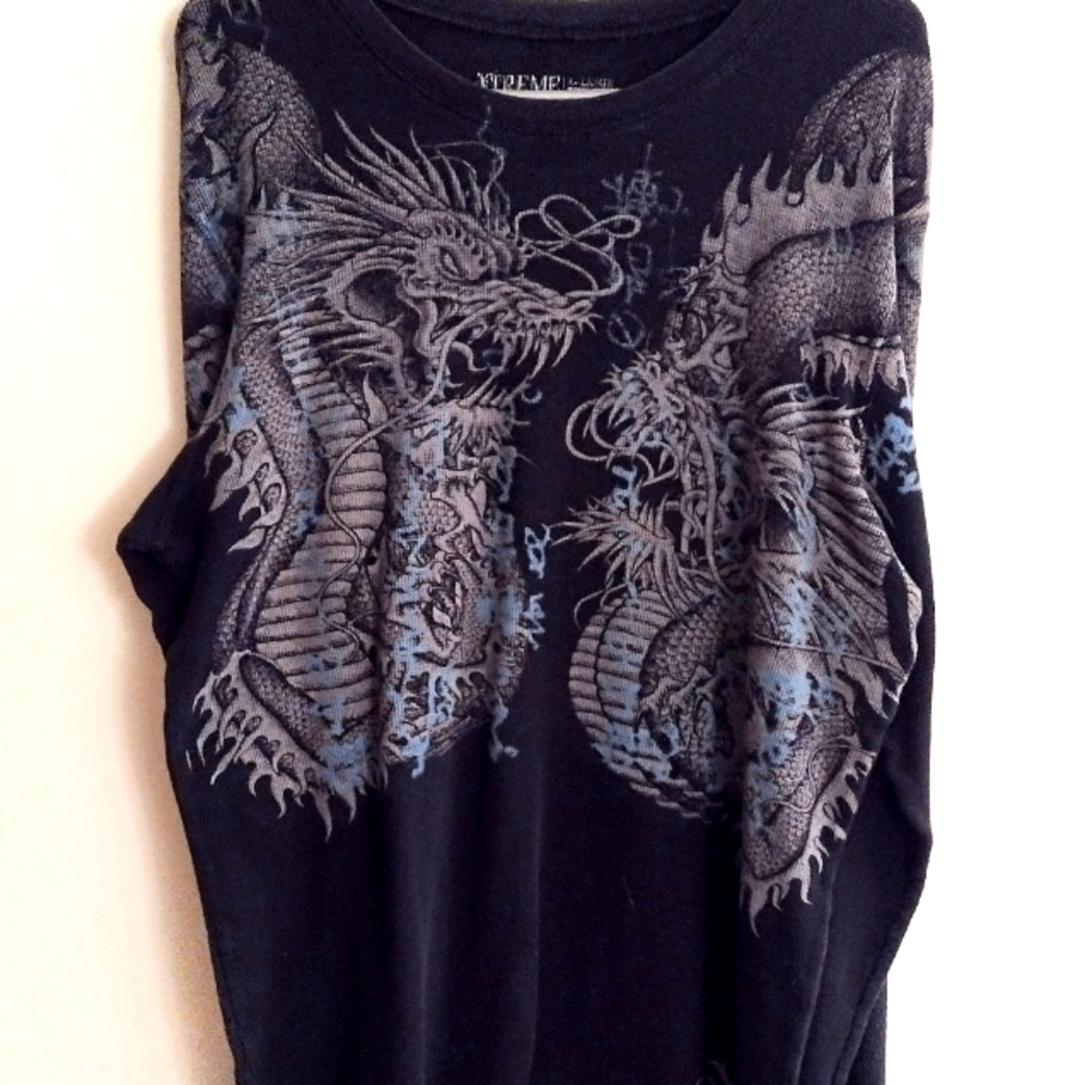 Men's XL Xtreme Couture Black Thermal Dragons Shirt